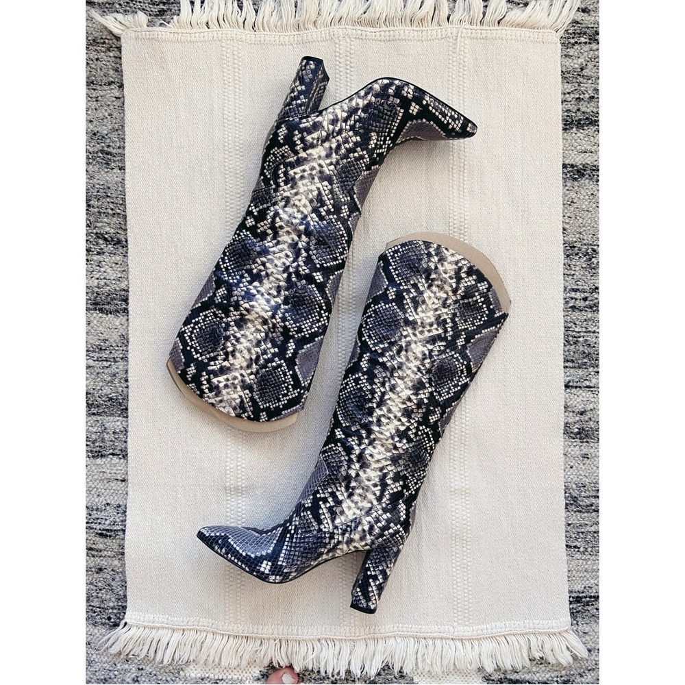 Marc Fisher Python Print Knee Boots